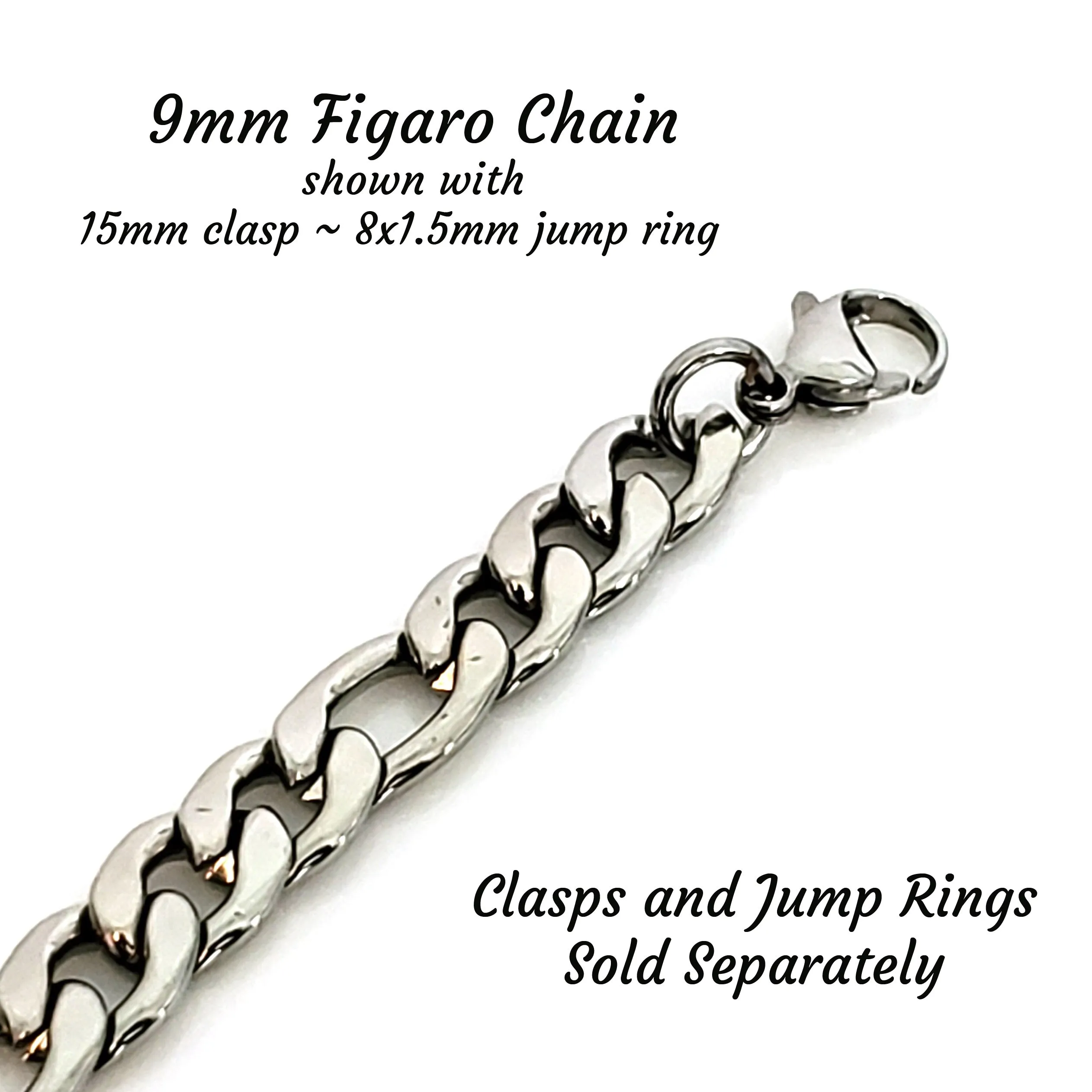 10mm Figaro Chain, Lot Size 30 Feet, #1980