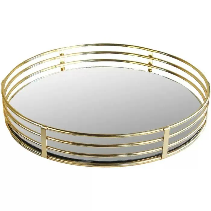 12 Inch Golden Geometric Mirror Tray Golden Home Crafts Decoration Restaurant Metal Tray With Glass Living Room Decoration