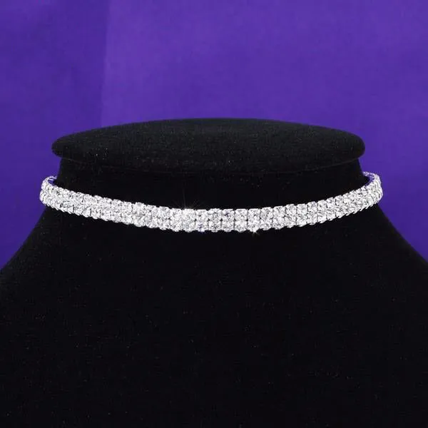 2 Row Stretch Rhinestone Choker