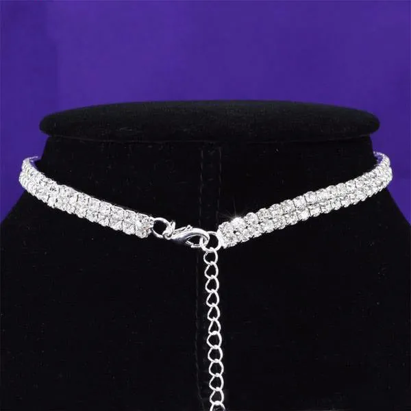 2 Row Stretch Rhinestone Choker