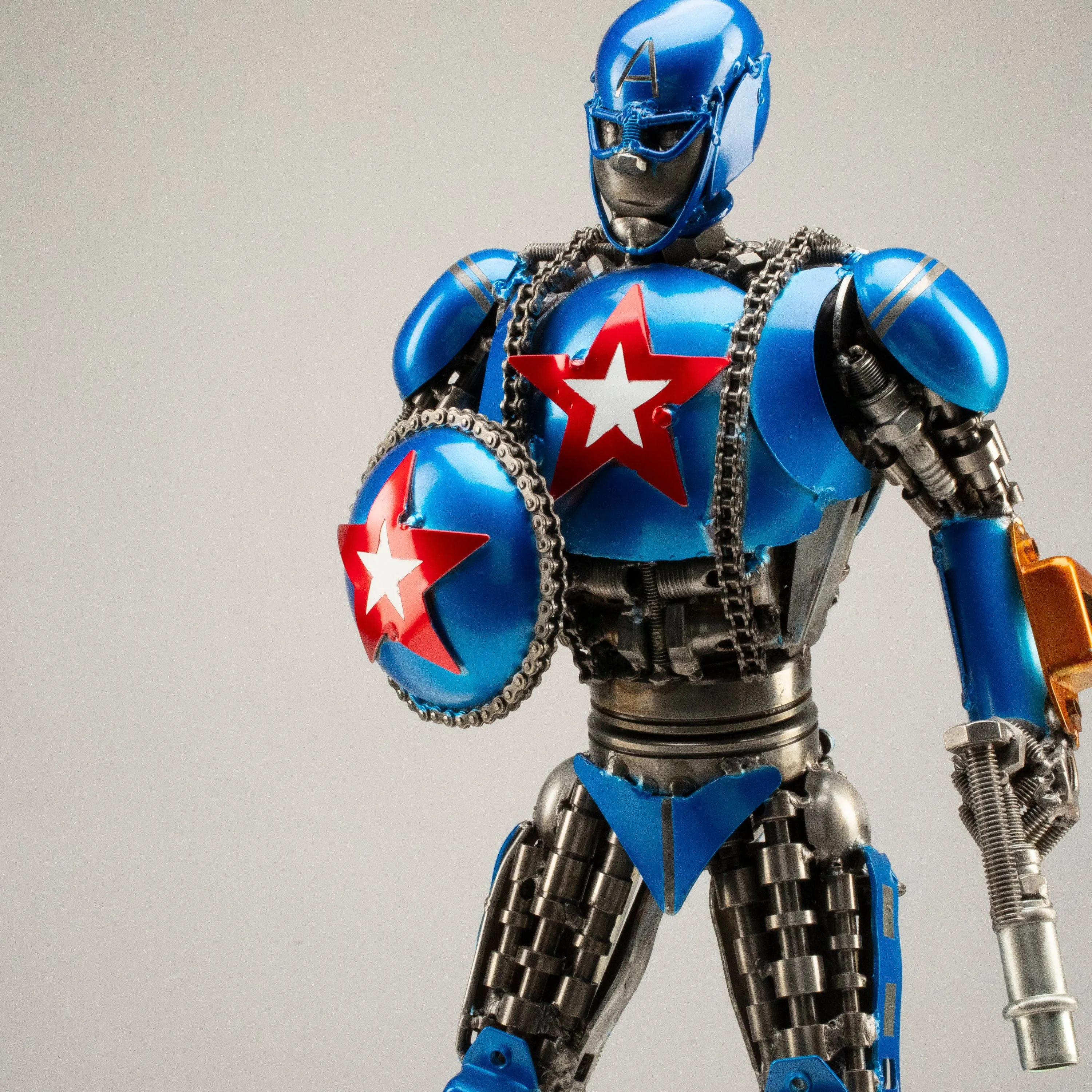 22” Captain America Inspired Recycled Metal Sculpture