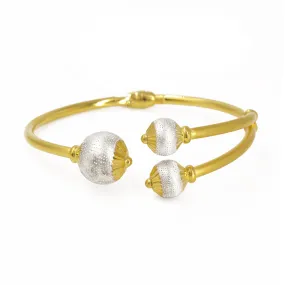 22K Multi Tone Gold Bangle W/ 3 Asymmetric Gold Ball Design