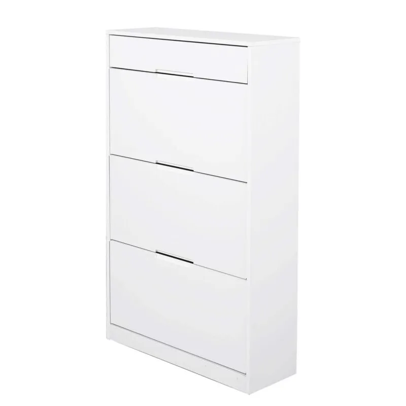 3 Tilting Doors White Shoe Storage Cupboard