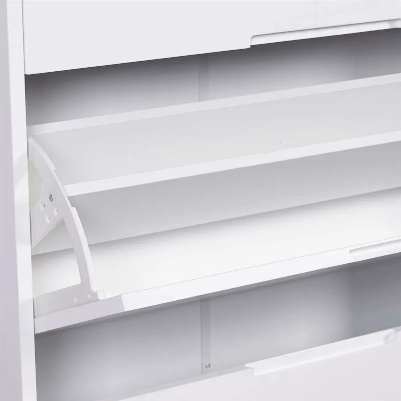 3 Tilting Doors White Shoe Storage Cupboard