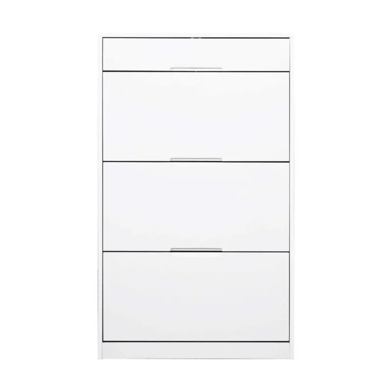 3 Tilting Doors White Shoe Storage Cupboard