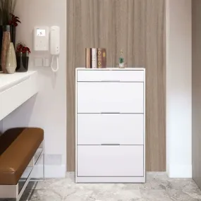 3 Tilting Doors White Shoe Storage Cupboard