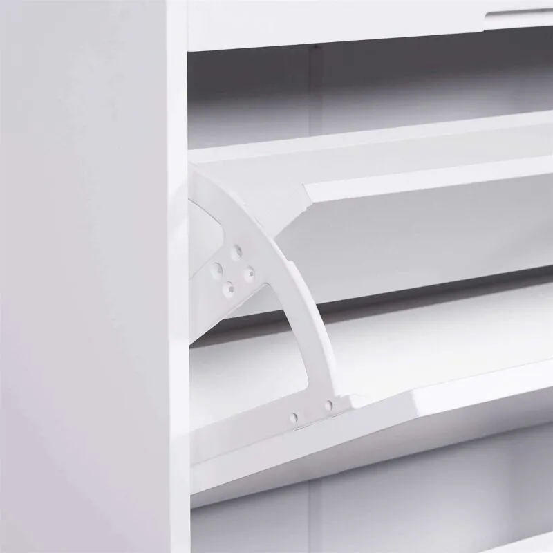 3 Tilting Doors White Shoe Storage Cupboard