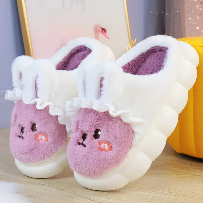 4 Colors Cute Fluffy Bunny Home Wear Slippers ON884