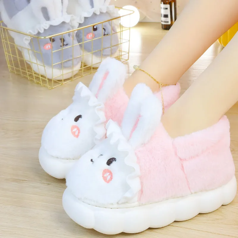 4 Colors Cute Fluffy Bunny Home Wear Slippers ON884