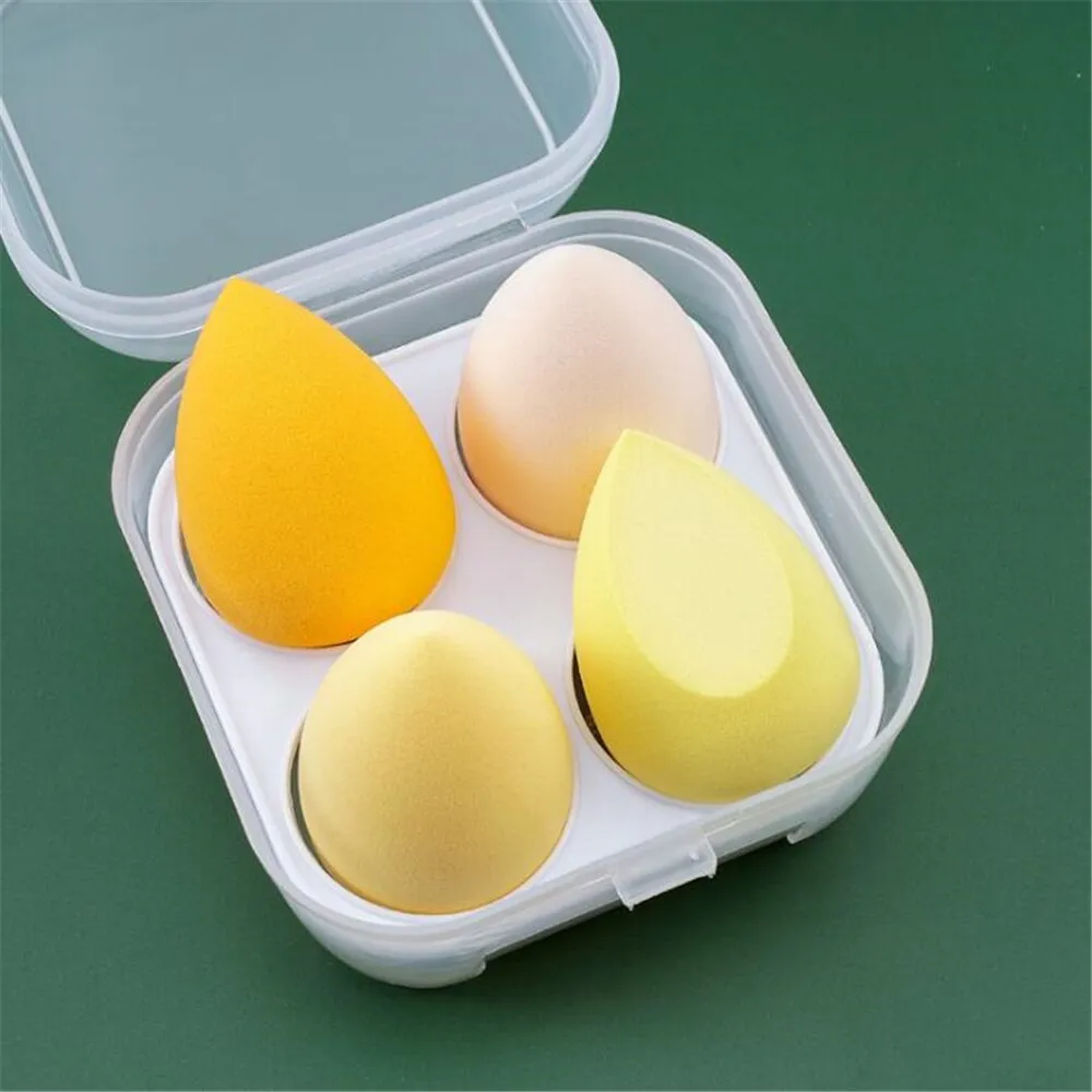 4pcs Makeup Blender Cosmetic Puff Makeup Sponge with Storage Box Foundation Powder Sponge Beauty Tools