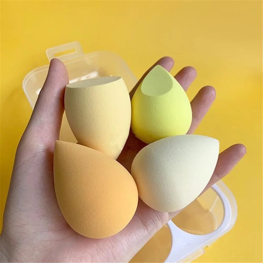 4pcs Makeup Blender Cosmetic Puff Makeup Sponge with Storage Box Foundation Powder Sponge Beauty Tools