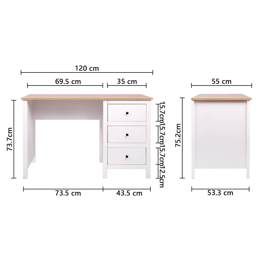 Amber 3 Drawer Office Desk