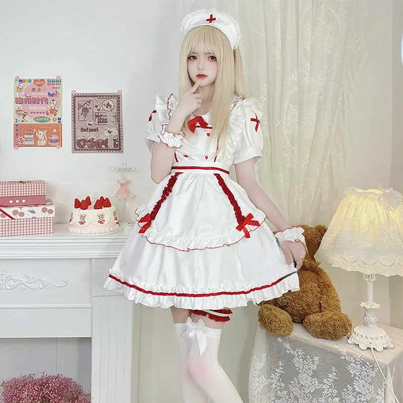 Anna White Red Nurse Maid Dress ON651