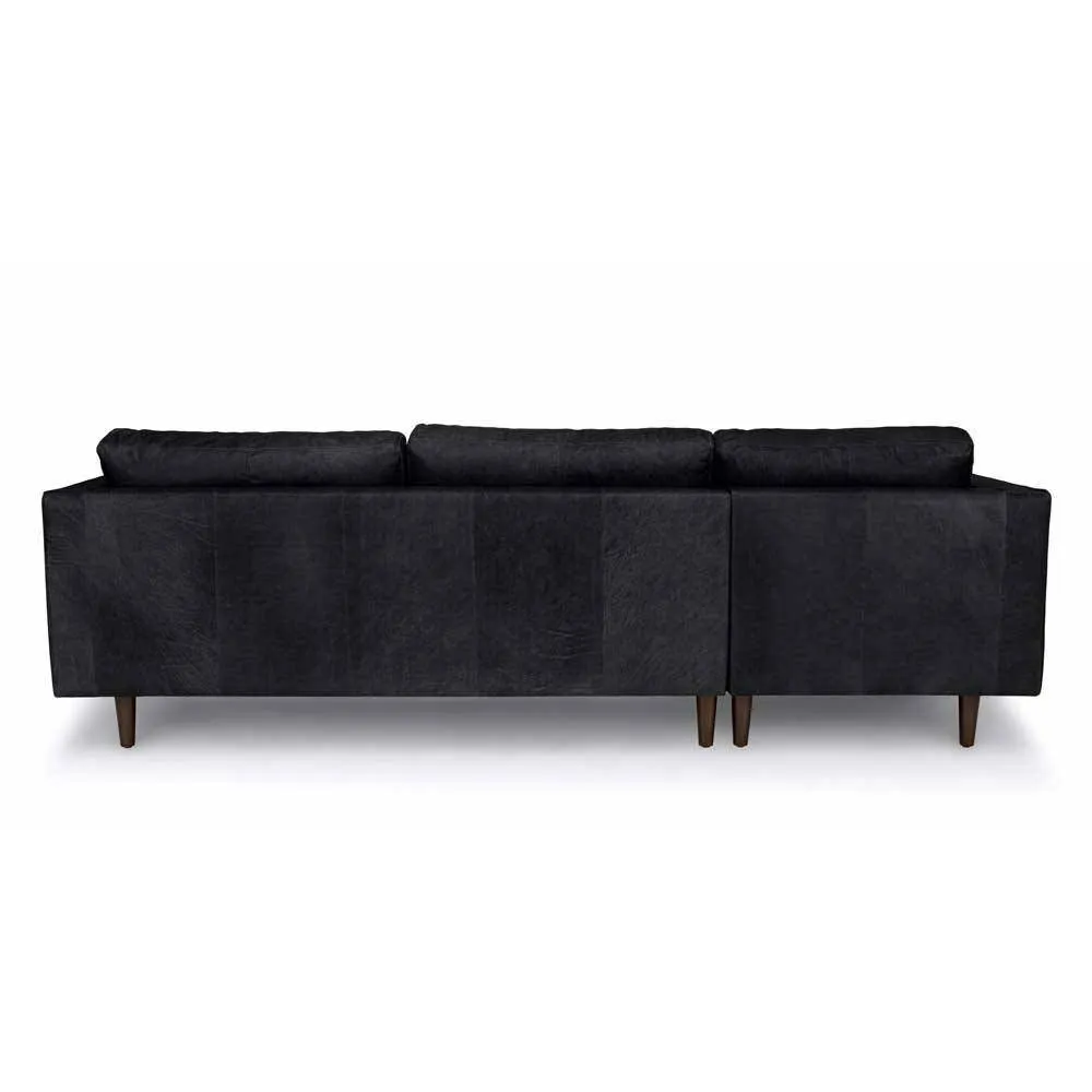 Ashla L-Shape Black Faux Leather Sofa