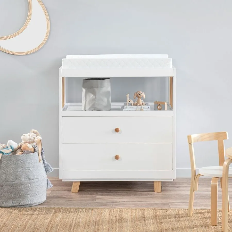 Aspen Change Table with Drawers - White/Natural