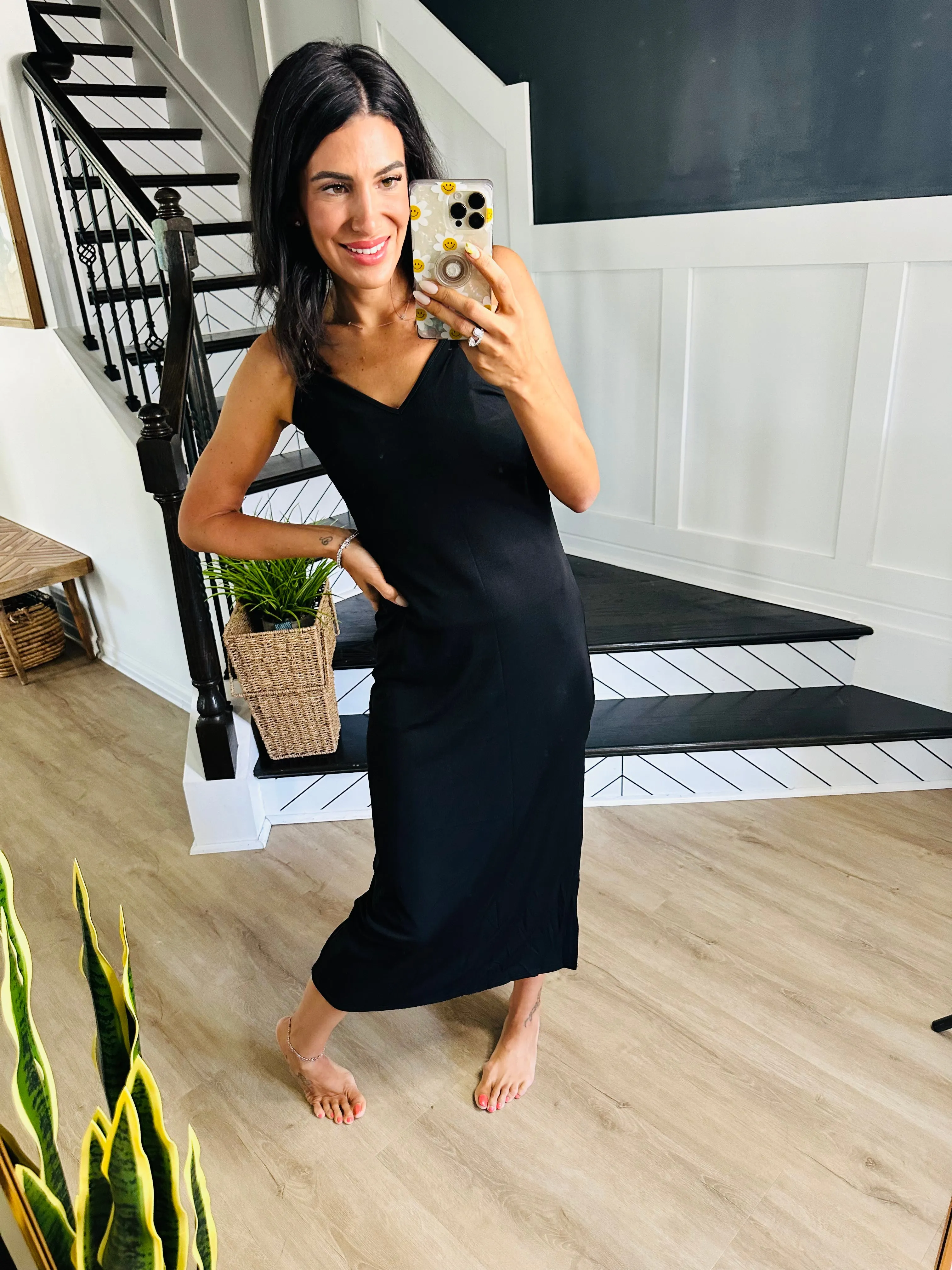 Bridgette Ribbed Bodycon Dress in Black