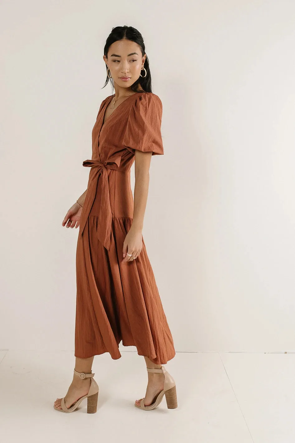 Brielle Midi Dress in Rust - FINAL SALE