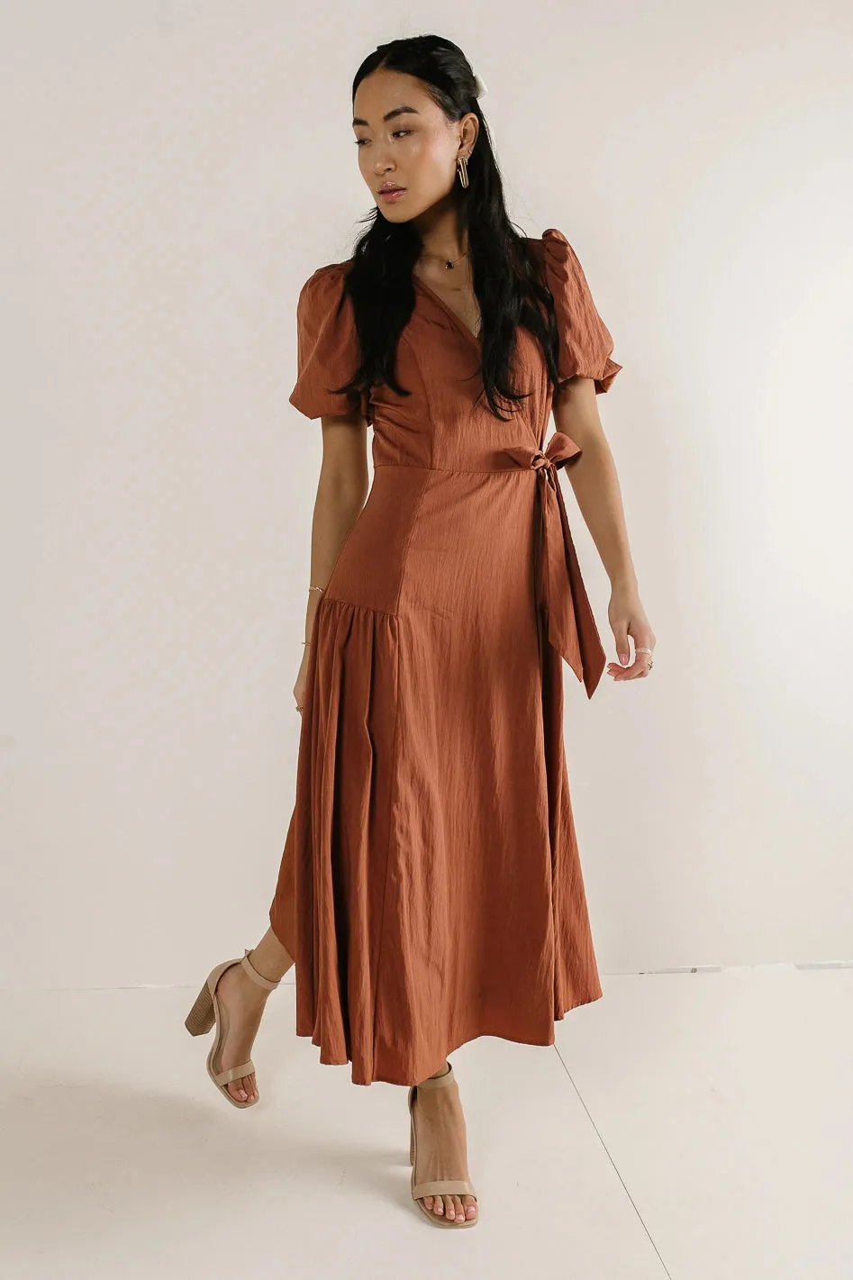 Brielle Midi Dress in Rust - FINAL SALE