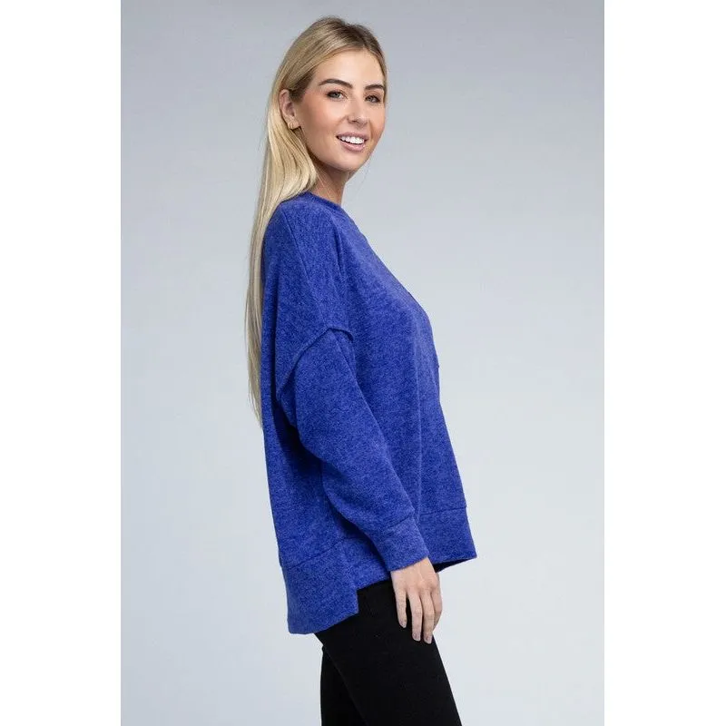 Brushed Melange Drop Shoulder Oversized Sweater