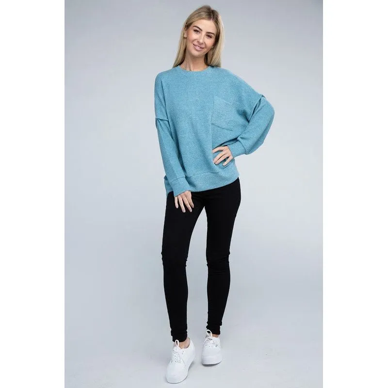 Brushed Melange Drop Shoulder Oversized Sweater