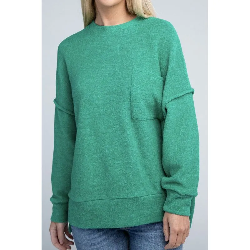 Brushed Melange Drop Shoulder Oversized Sweater