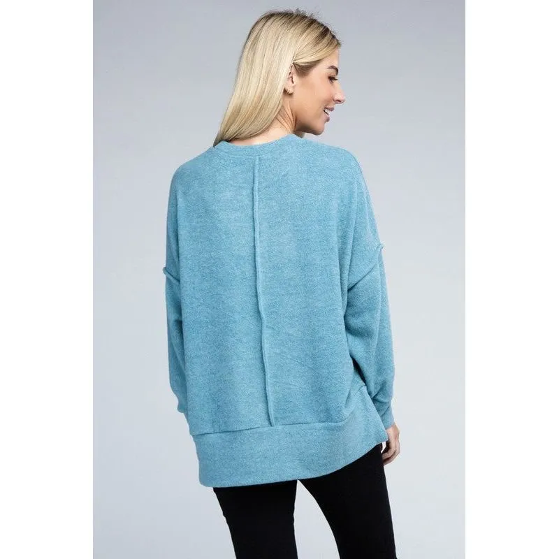 Brushed Melange Drop Shoulder Oversized Sweater