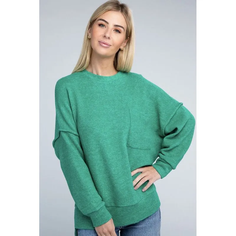 Brushed Melange Drop Shoulder Oversized Sweater