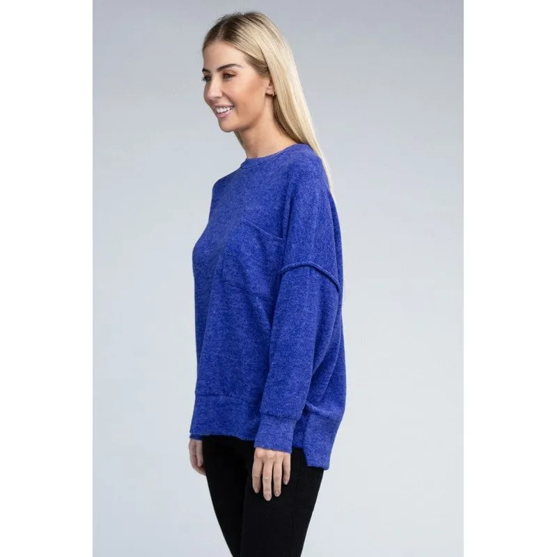 Brushed Melange Drop Shoulder Oversized Sweater