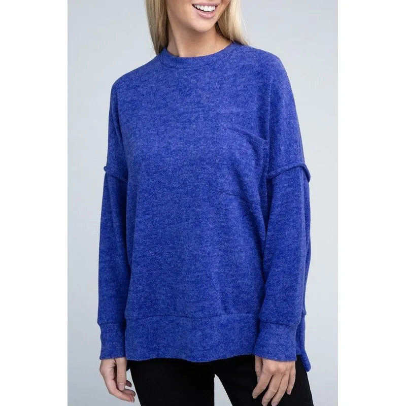 Brushed Melange Drop Shoulder Oversized Sweater