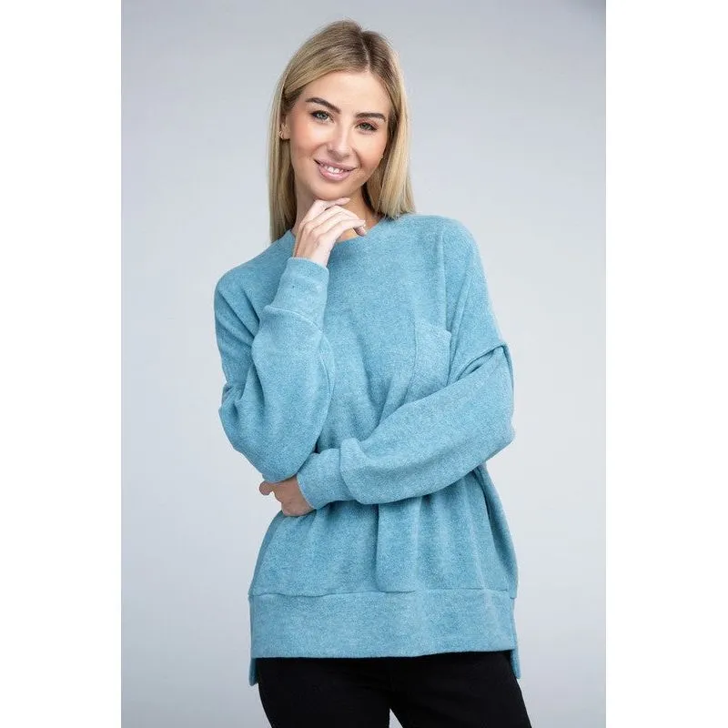 Brushed Melange Drop Shoulder Oversized Sweater