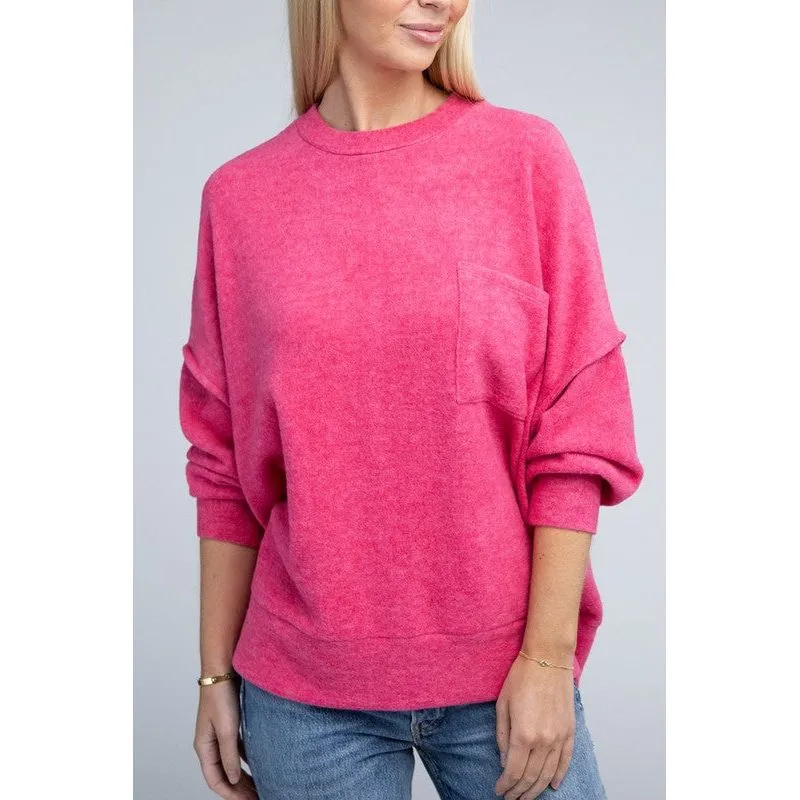 Brushed Melange Drop Shoulder Oversized Sweater