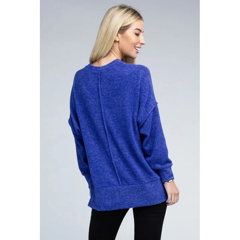 Brushed Melange Drop Shoulder Oversized Sweater