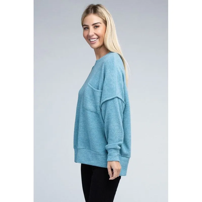 Brushed Melange Drop Shoulder Oversized Sweater