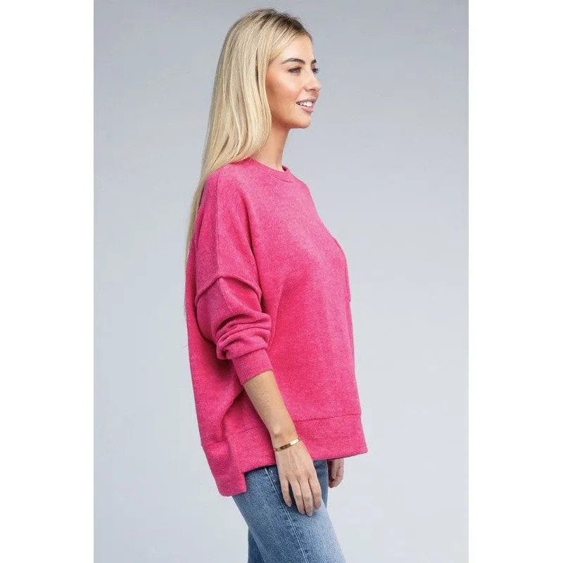 Brushed Melange Drop Shoulder Oversized Sweater