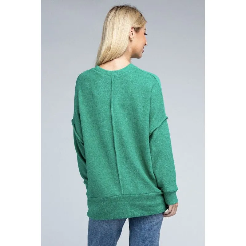 Brushed Melange Drop Shoulder Oversized Sweater