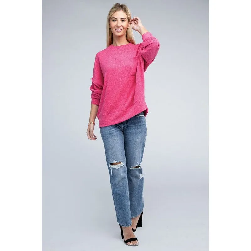 Brushed Melange Drop Shoulder Oversized Sweater