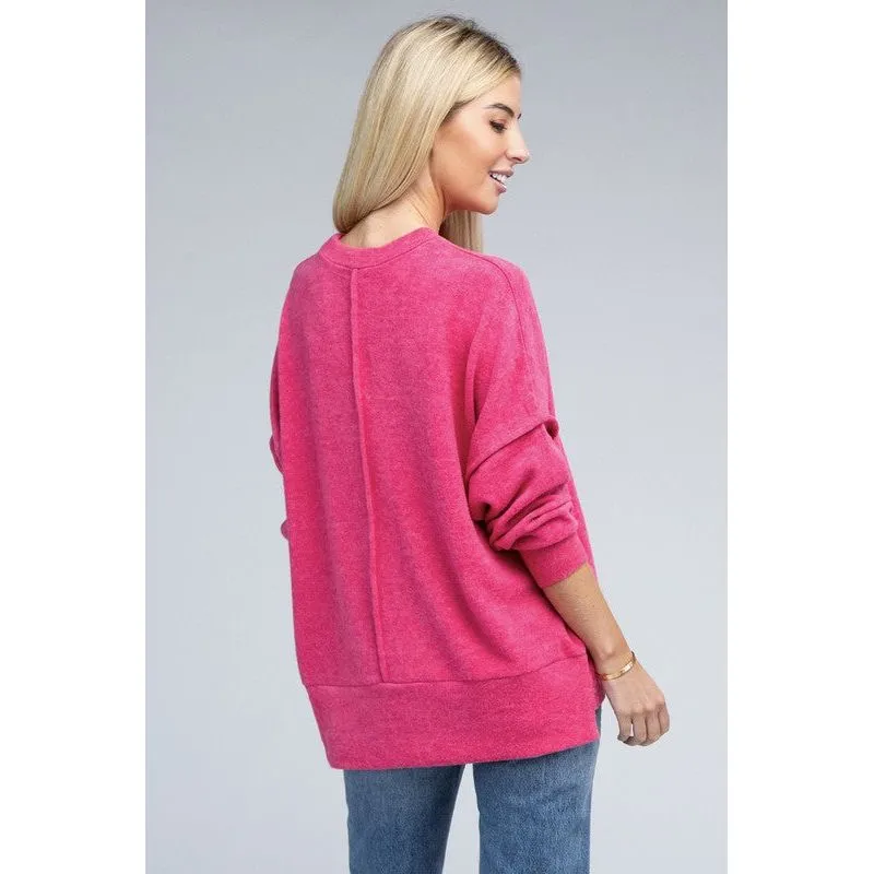 Brushed Melange Drop Shoulder Oversized Sweater