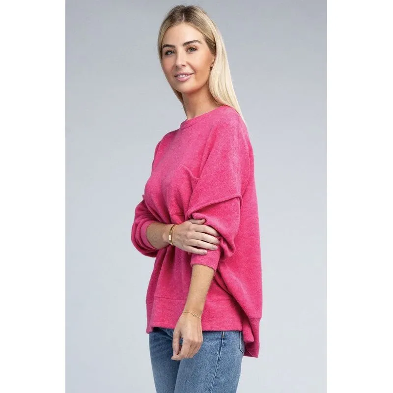 Brushed Melange Drop Shoulder Oversized Sweater