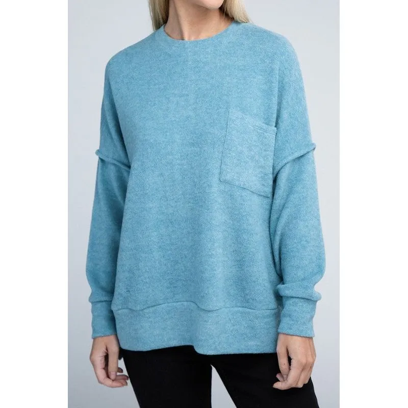 Brushed Melange Drop Shoulder Oversized Sweater