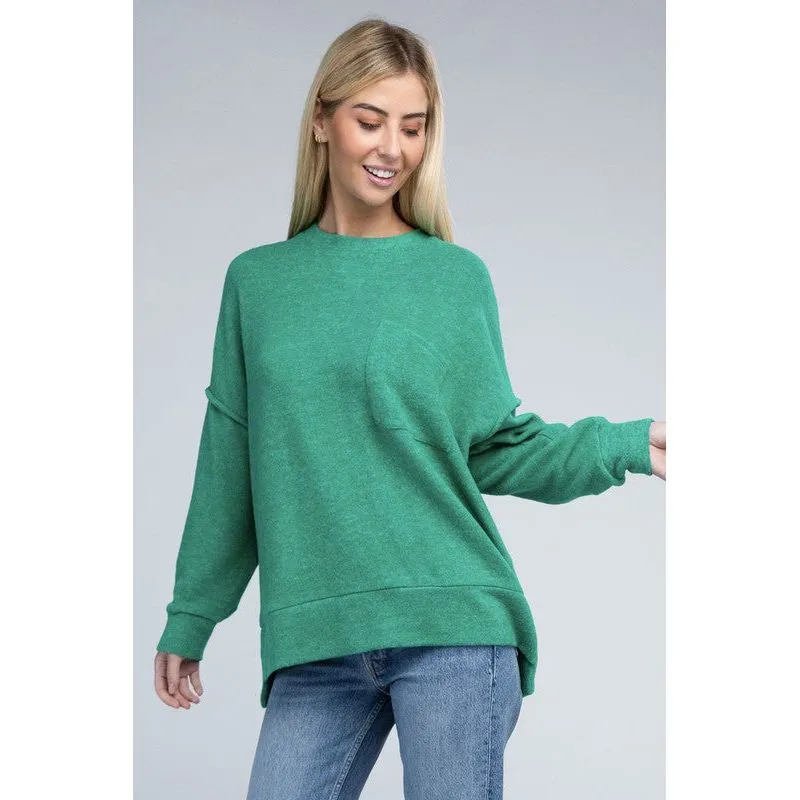 Brushed Melange Drop Shoulder Oversized Sweater