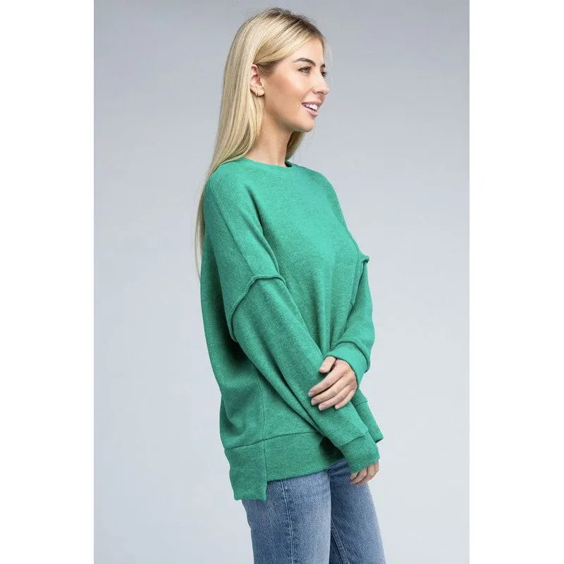 Brushed Melange Drop Shoulder Oversized Sweater