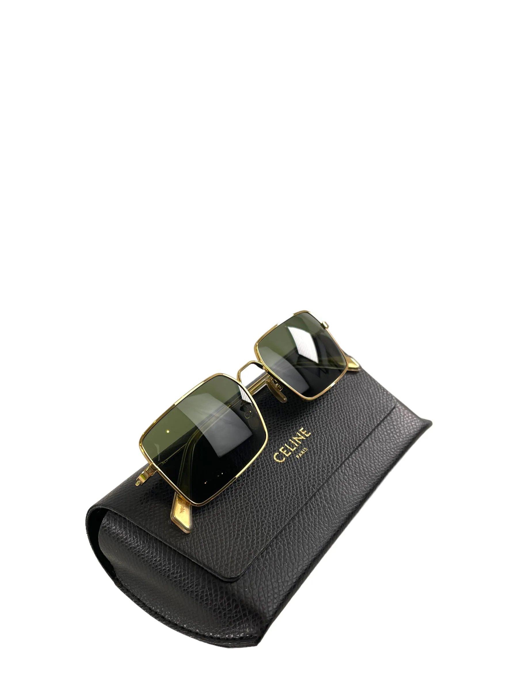 Celine Gold Frame Rectangular Sunglasses