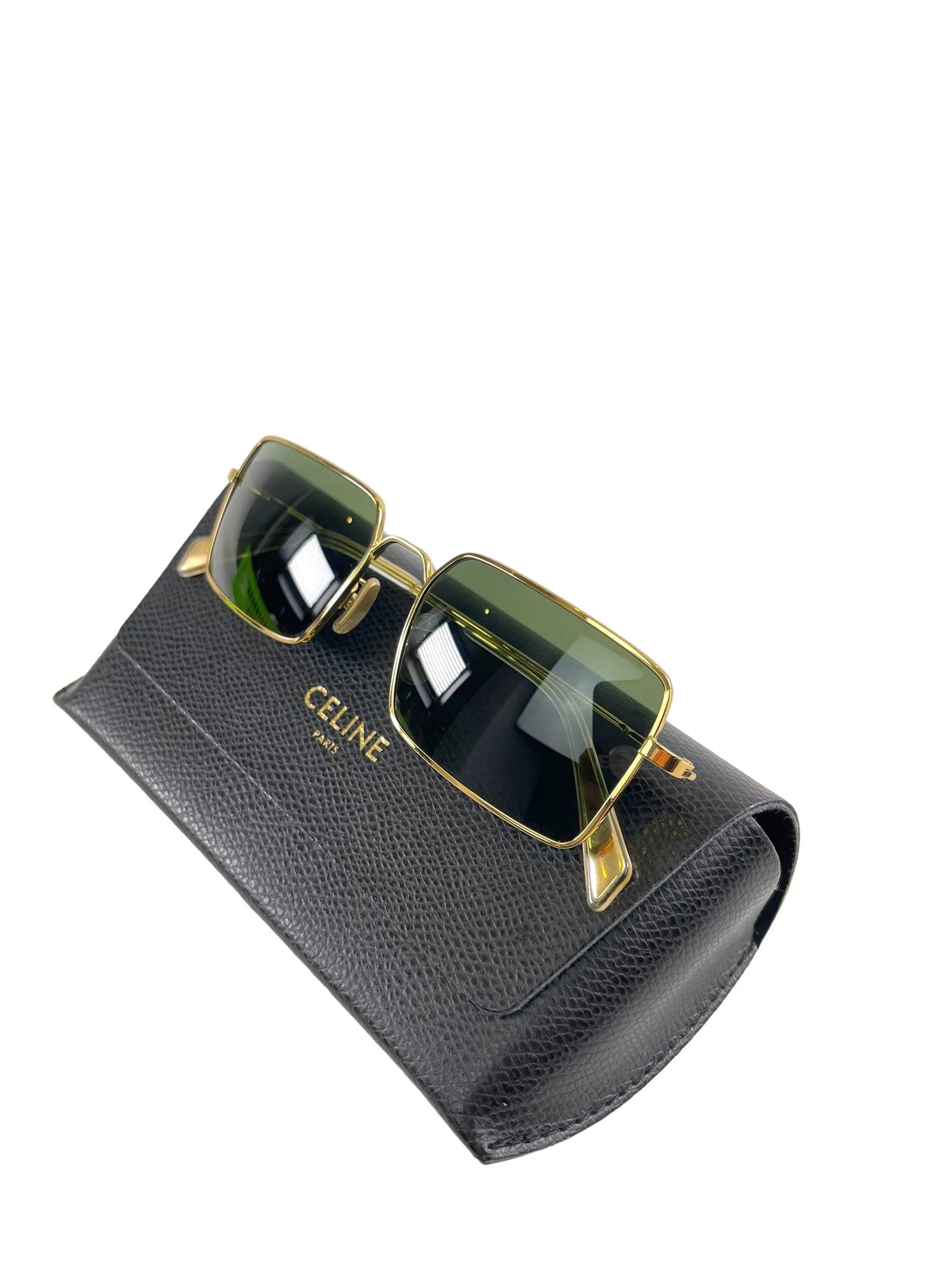 Celine Gold Frame Rectangular Sunglasses