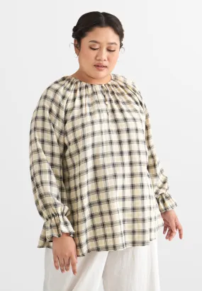 Charice Cottage Puff Sleeve Checkered Blouse