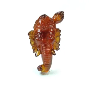 Cinnamon HESSONITE Garnet Gemstone Carving : 26.60cts Natural Untreated Hessonite Hand Carved LORD GANESHA 30*16mm (With Video)