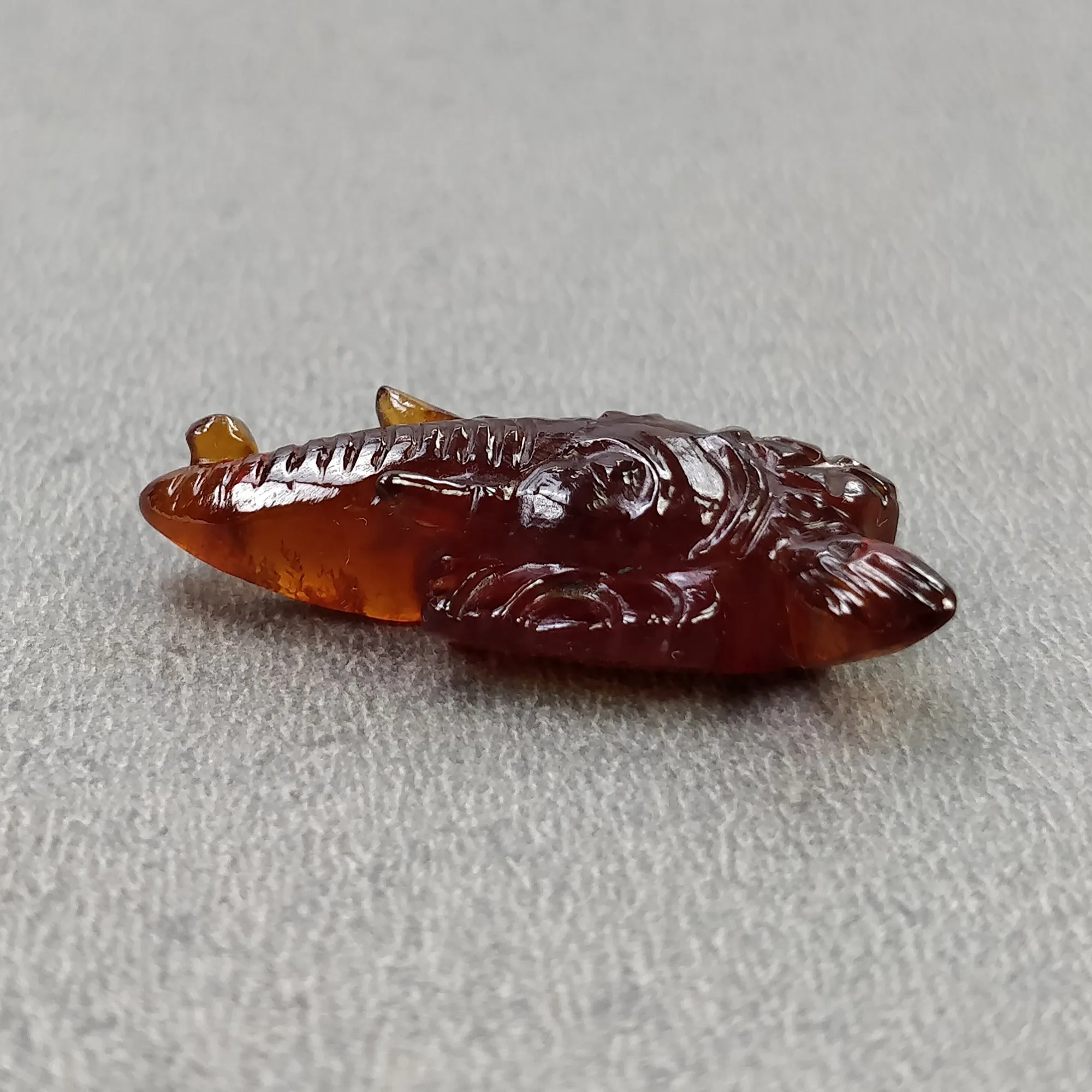 Cinnamon HESSONITE Garnet Gemstone Carving : 26.60cts Natural Untreated Hessonite Hand Carved LORD GANESHA 30*16mm (With Video)