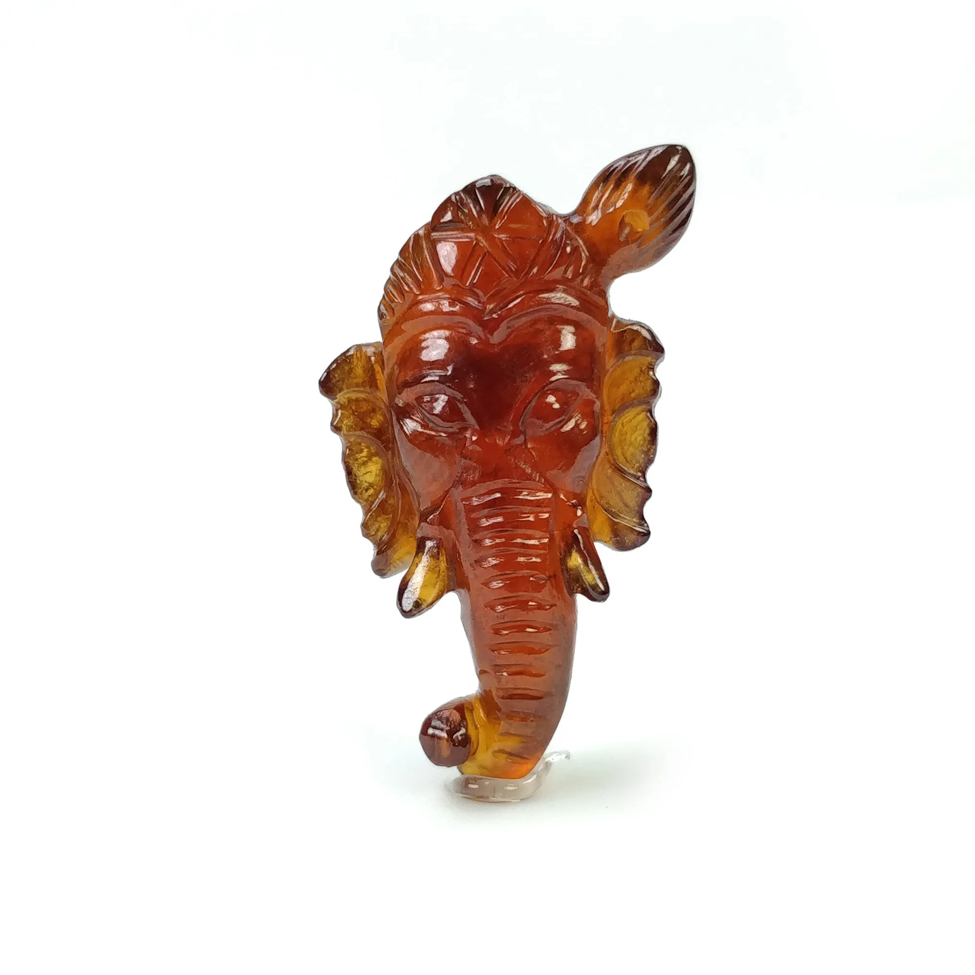 Cinnamon HESSONITE Garnet Gemstone Carving : 26.60cts Natural Untreated Hessonite Hand Carved LORD GANESHA 30*16mm (With Video)