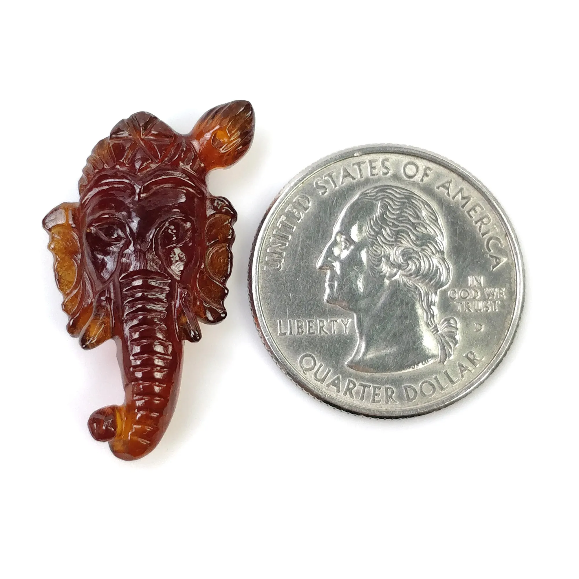 Cinnamon HESSONITE Garnet Gemstone Carving : 26.60cts Natural Untreated Hessonite Hand Carved LORD GANESHA 30*16mm (With Video)