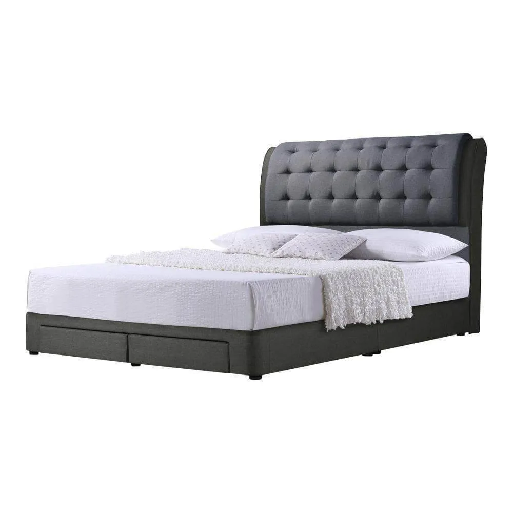 Colys Grey Fabric Bed Frame with Drawer (Water Repellent)