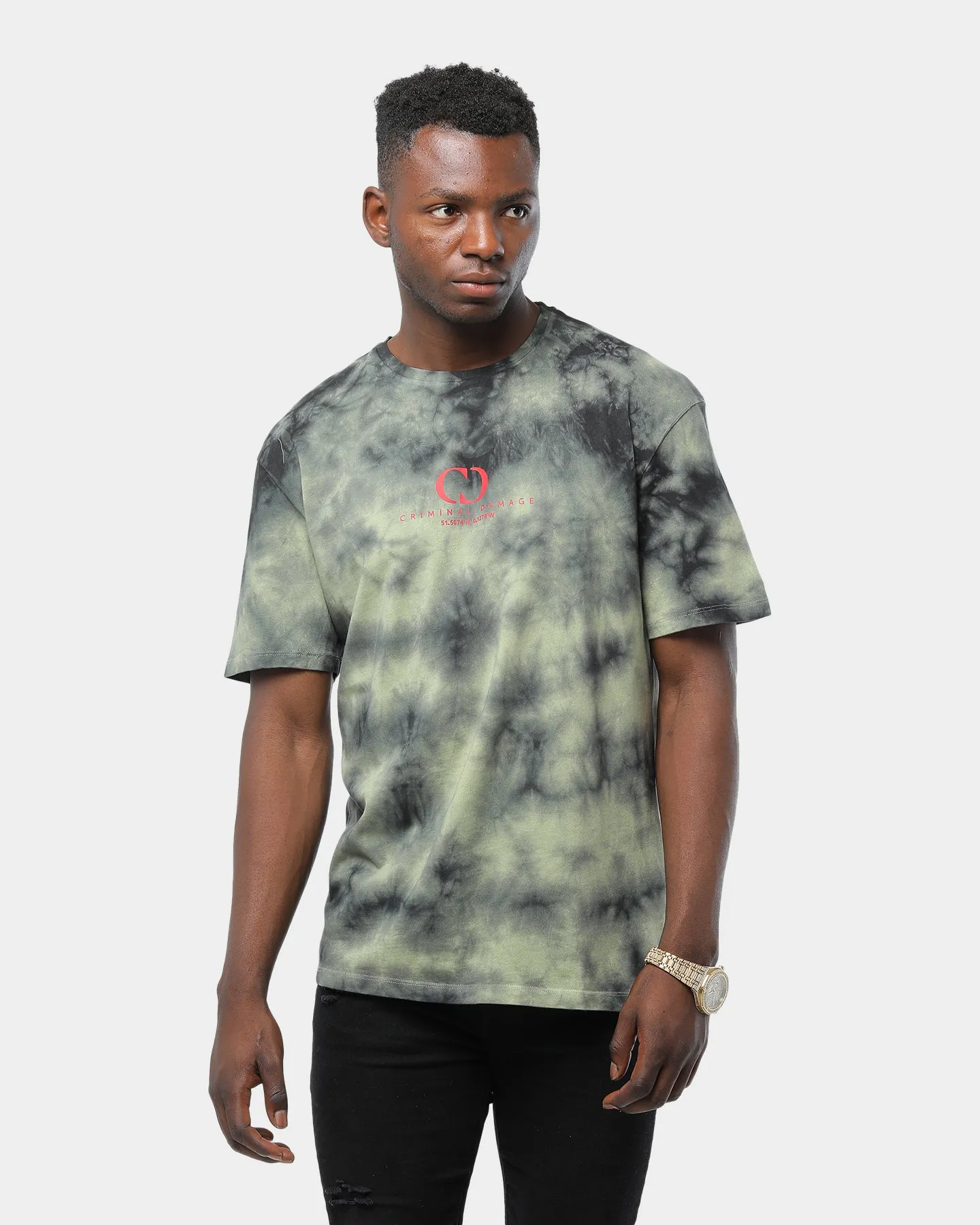 Criminal Damage Splash Tie Dye Tee Fluro Yellow